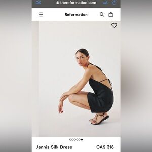 Reformation Elegant Black Silk Backless Dress